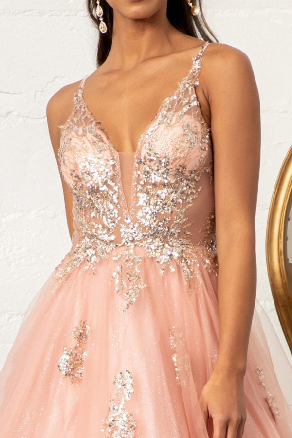 Elizabeth K - GL3021 - Glitter Embellished Mesh Sequin Quinceanera Dress