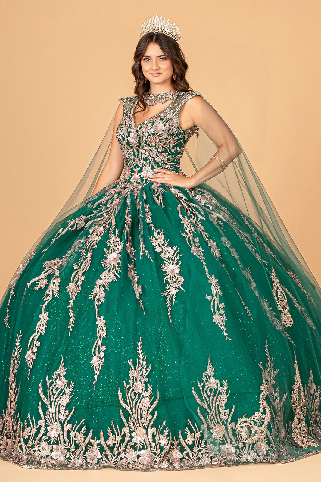 Elizabeth K - GL3076 - Embellished V-Neck Quinceanera Dress
