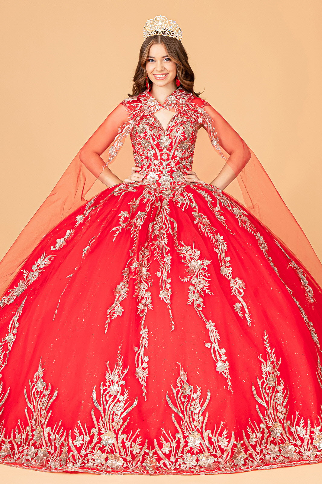 Elizabeth K - GL3076 - Embellished V-Neck Quinceanera Dress