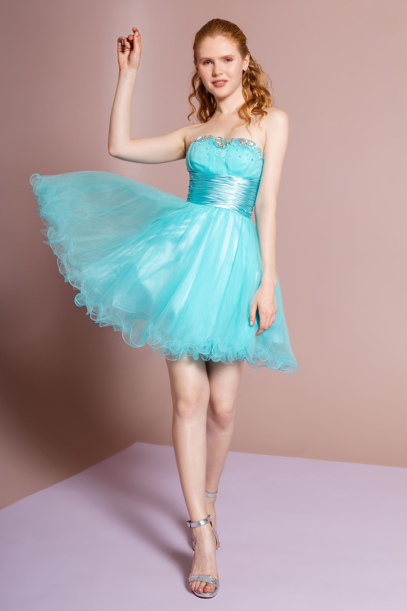 Elizabeth K - GS1052 - Sweetheart Beaded Tulle Cocktail Dress - Short