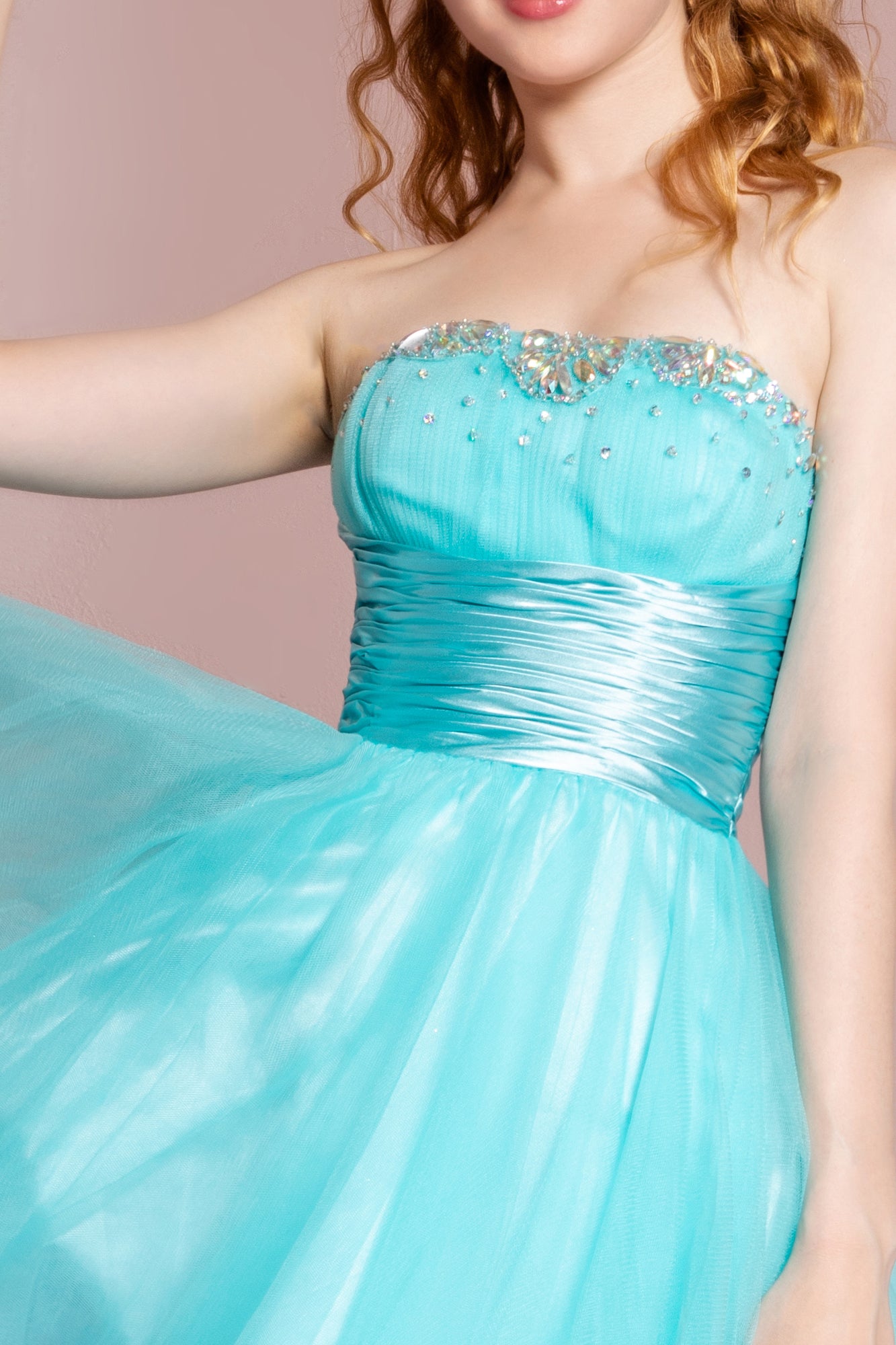 Elizabeth K - GS1052 - Sweetheart Beaded Tulle Cocktail Dress - Short