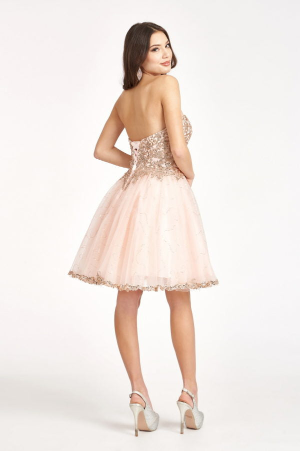 Elizabeth K - GS1980 - Glitter and Sequin Sweetheart Cocktail Dress - Short