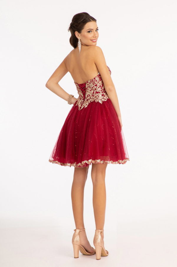 Elizabeth K - GS1980 - Glitter and Sequin Sweetheart Cocktail Dress - Short