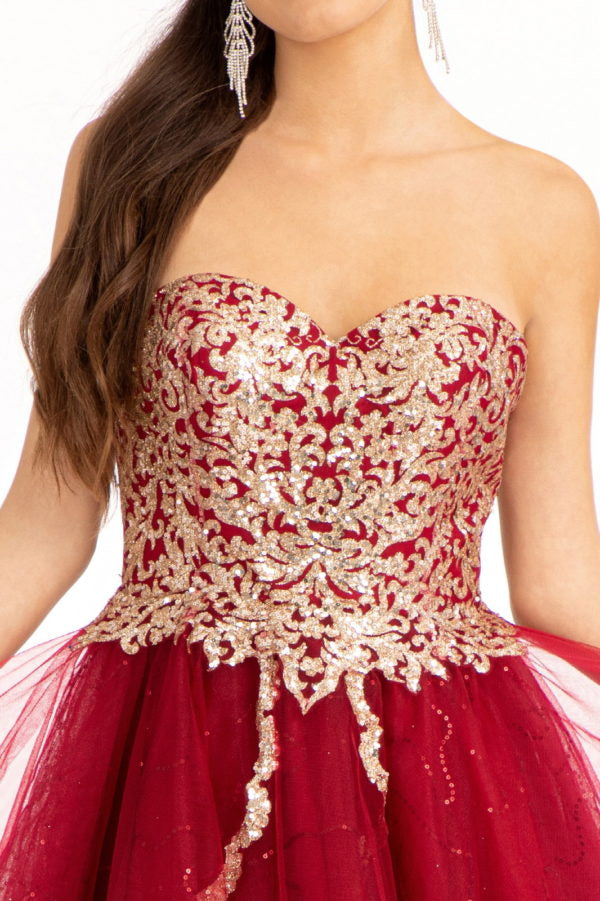 Elizabeth K - GS1980 - Glitter and Sequin Sweetheart Cocktail Dress - Short