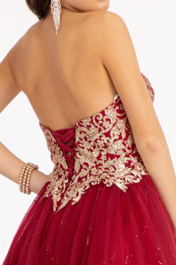 Elizabeth K - GS1980 - Glitter and Sequin Sweetheart Cocktail Dress - Short