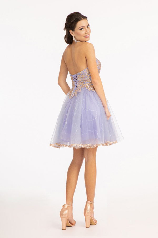 Elizabeth K - GS1980 - Glitter and Sequin Sweetheart Cocktail Dress - Short