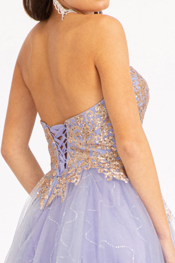 Elizabeth K - GS1980 - Glitter and Sequin Sweetheart Cocktail Dress - Short