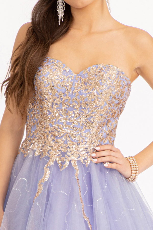 Elizabeth K - GS1980 - Glitter and Sequin Sweetheart Cocktail Dress - Short
