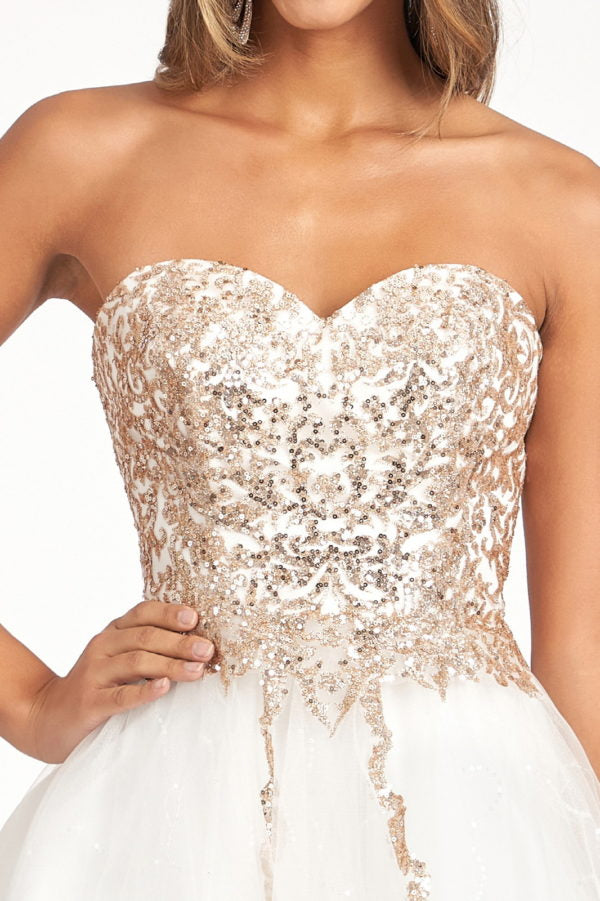 Elizabeth K - GS1980 - Glitter and Sequin Sweetheart Cocktail Dress - Short
