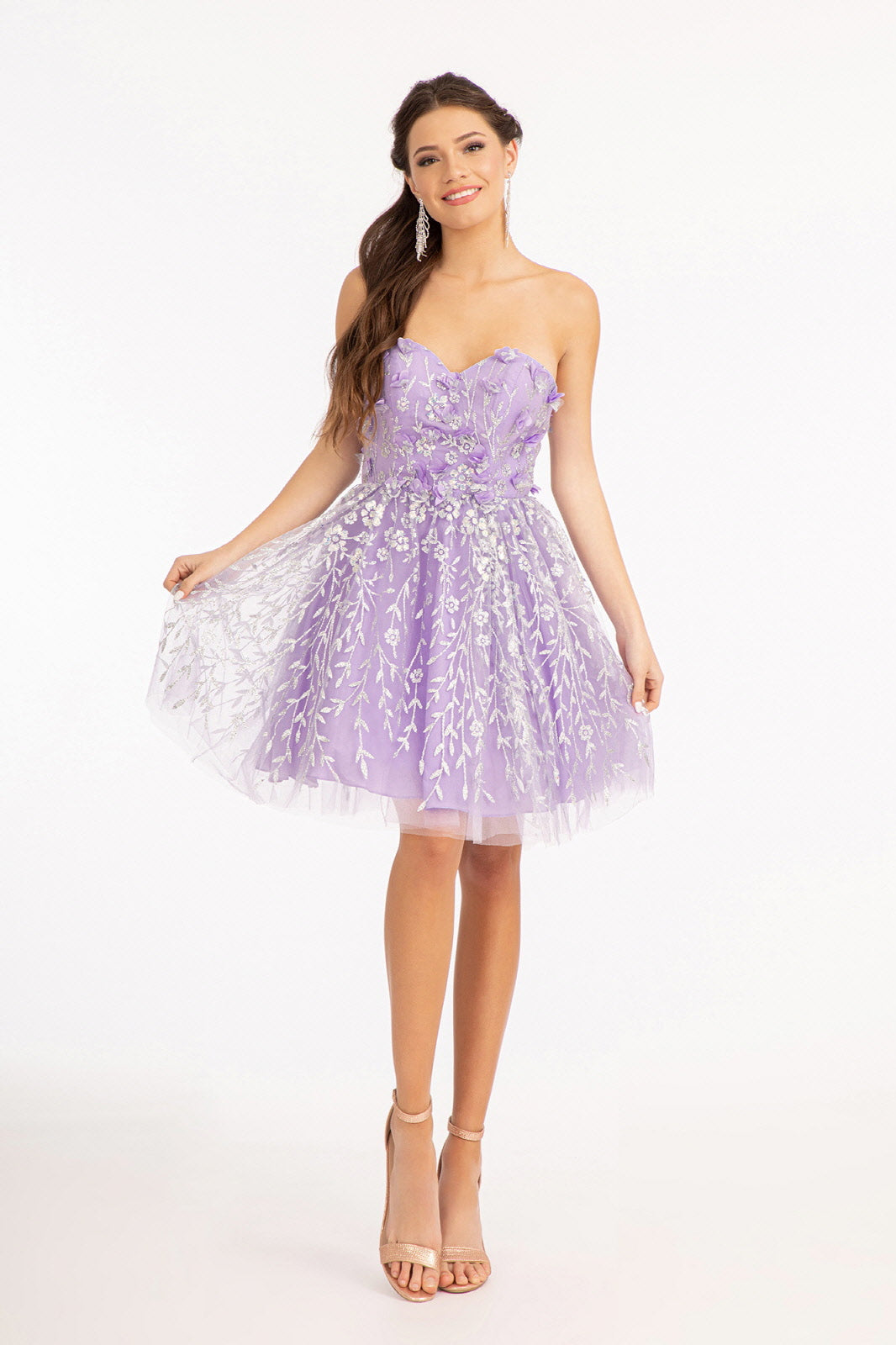 Elizabeth K - GS1995 - 3D Floral Applique Sweetheart Cocktail Dress - Short