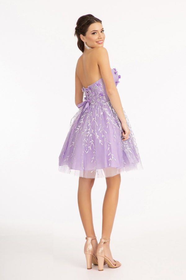 Elizabeth K - GS1995 - 3D Floral Applique Sweetheart Cocktail Dress - Short