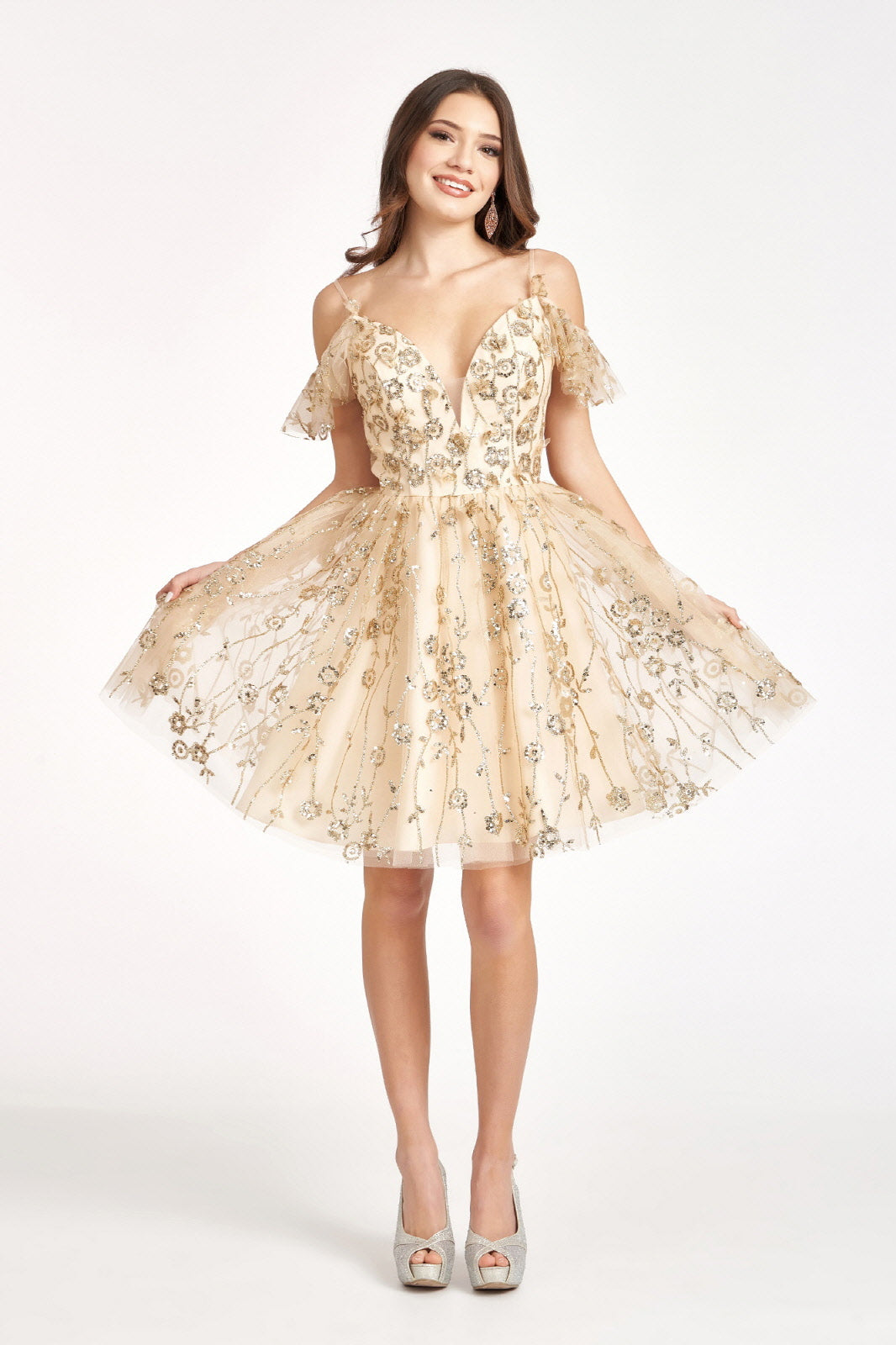 Elizabeth K - GS1996 - 3D Floral Applique Sweetheart Cocktail Dress - Short