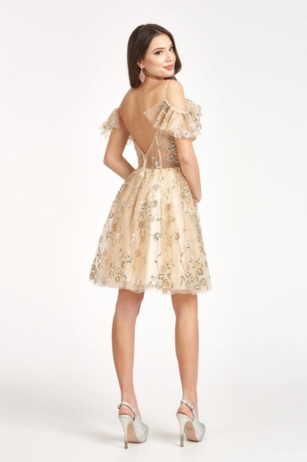 Elizabeth K - GS1996 - 3D Floral Applique Sweetheart Cocktail Dress - Short