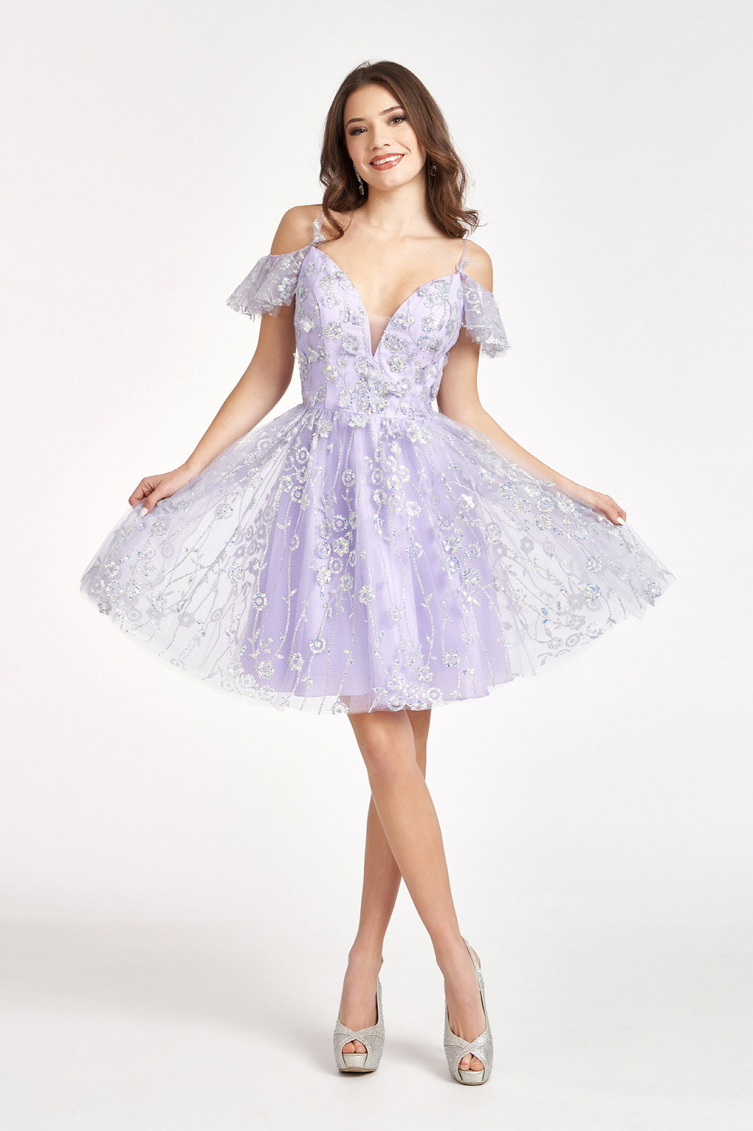 Elizabeth K - GS1996 - 3D Floral Applique Sweetheart Cocktail Dress - Short