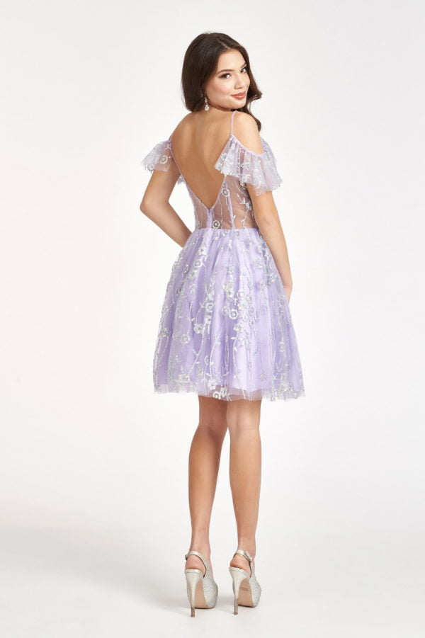 Elizabeth K - GS1996 - 3D Floral Applique Sweetheart Cocktail Dress - Short