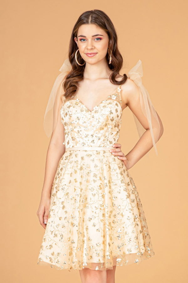 Elizabeth K - GS3088 - Sequin Sweetheart Glitter Cocktail Dress - Short