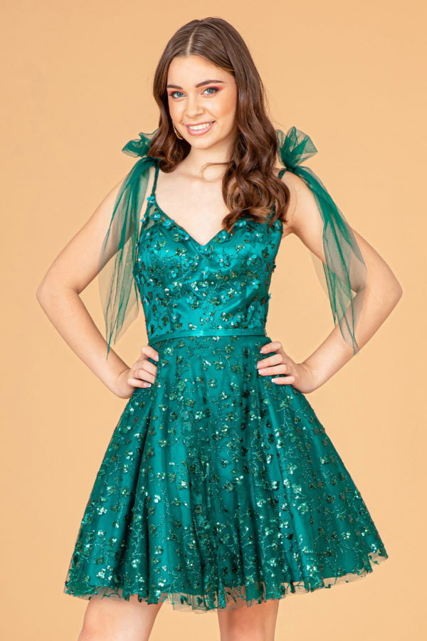 Elizabeth K - GS3088 - Sequin Sweetheart Glitter Cocktail Dress - Short