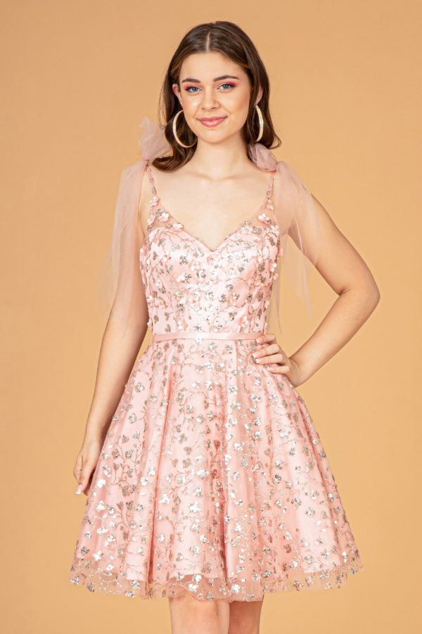 Elizabeth K - GS3088 - Sequin Sweetheart Glitter Cocktail Dress - Short