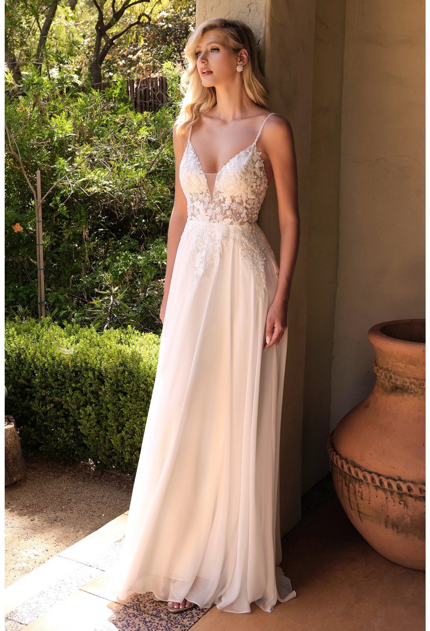 A-Line Chiffon Bridal Gown by Cinderella Divine TY11 Ariststyles A-Line Chiffon Bridal Gown by Cinderella Divine TY11 Ariststyles