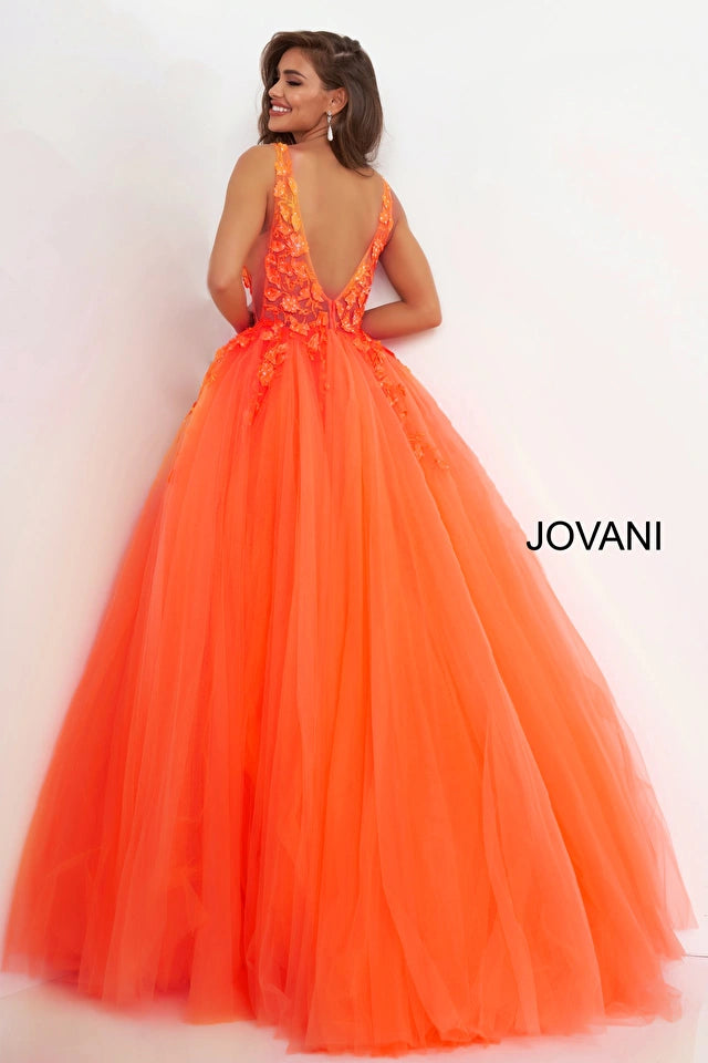 Jovani 02840 Floral Appliques Ballgown - Special Occasion/Curves