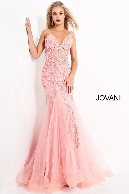 Jovani 02841 Floral Bodice Mermaid Dress - Special Occasion/Curves