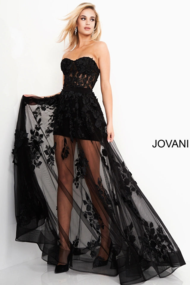 Jovani 02845 Strapless Sweetheart Illusion A-Line Dress - Special Occasion