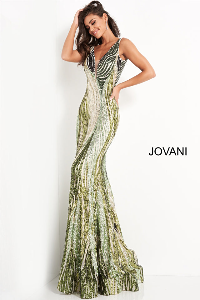 Jovani 05103 Embellished Plunging Neckline Prom Dress - Special Occasion/Curves