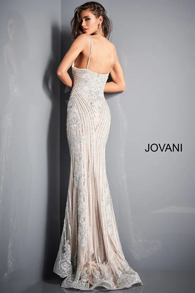 Jovani 05752 Spaghetti Strap V-Neckline Gown - Special Occasion/Curves