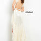 Jovani 06164 Fitted Sequin V-Neckline Feather Dress - Special Occasion