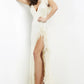 Jovani 06164 Fitted Sequin V-Neckline Feather Dress - Special Occasion