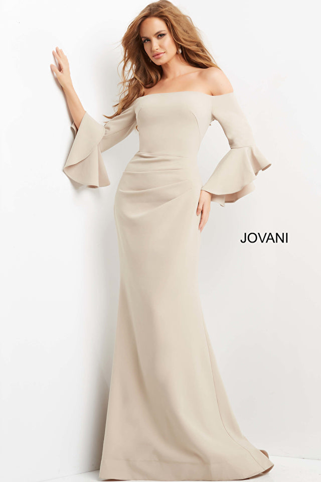 Jovani 07065 Bell Sleeves Off The Shoulder Dress - Special Occasion/Curves