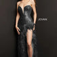 Jovani 07068 Strapless Sequin Feather High Slit Gown - Special Occasion