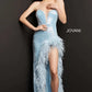 Jovani 07068 Strapless Sequin Feather High Slit Gown - Special Occasion