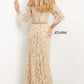 Jovani 07195 Embellished Feather Sleeve Sheath Dress - Special Occasion/Curves