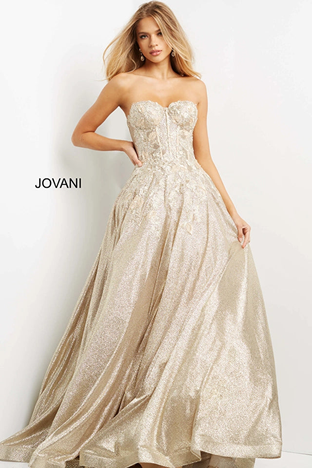 Jovani 07497 Strapless A-Line Corset Bodice Ballgown - Special Occasion/Curves