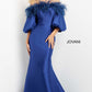 Jovani 08356 Off the Shoulder Feather Neckline Long Sleeve Evening Dress - Special Occasion/Curves