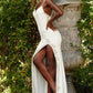 Jovani 09009 V-Neckline High Slit Backless Dress - Special Occasion