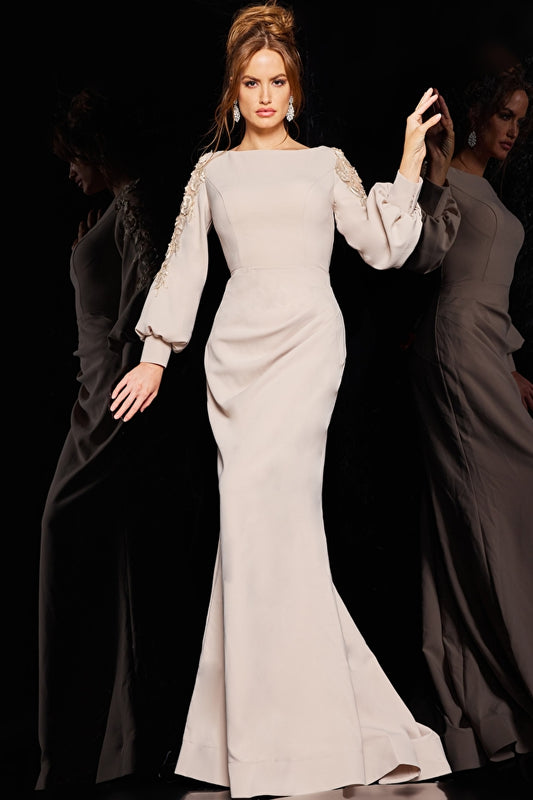 Jovani 09470 Long Sleeve Ruched Formal Gown - Special Occasion