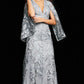 Jovani 09809 Embroidered V-Neckline A-Line Dress - Special Occasion/Curves