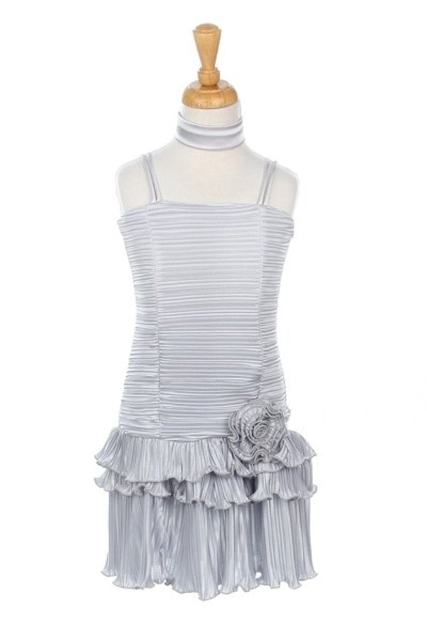 Shiny Pleated Bolero Party Dress by Cinderella Couture USA 1072J