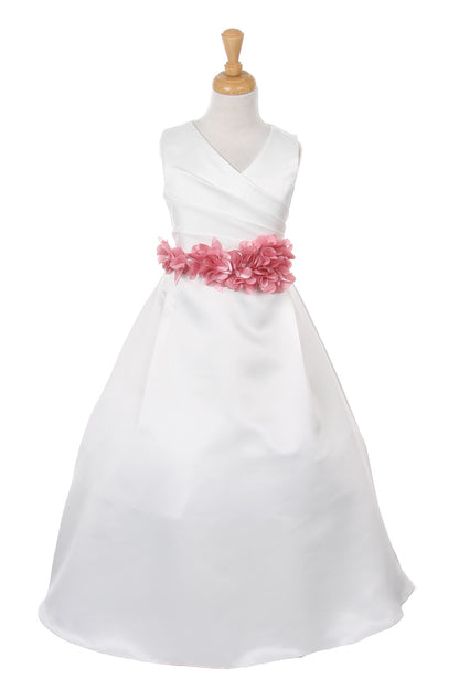 Pleated Satin Flower Girl Dress by Cinderella Couture USA AS1186 Ivory / 10 Pleated Satin Flower Girl Dress by Cinderella Couture USA AS1186 Ivory / 10