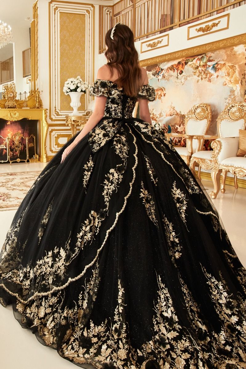 Floral Off The Shoulder Quinceanera Ball Gown By Ladivine 15701