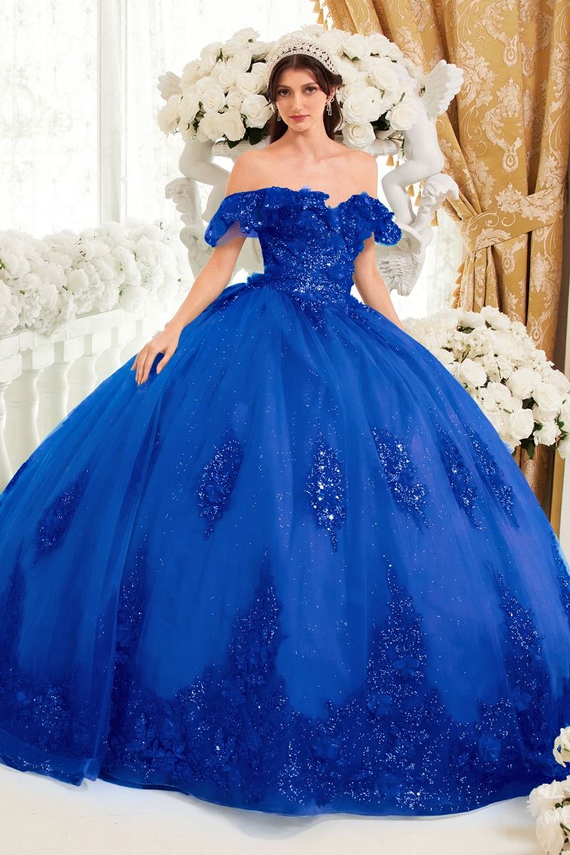Floral Off The Shoulder Quinceanera Ball Gown By Ladivine 15701