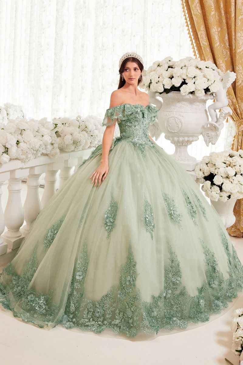Floral Off The Shoulder Quinceanera Ball Gown By Ladivine 15701
