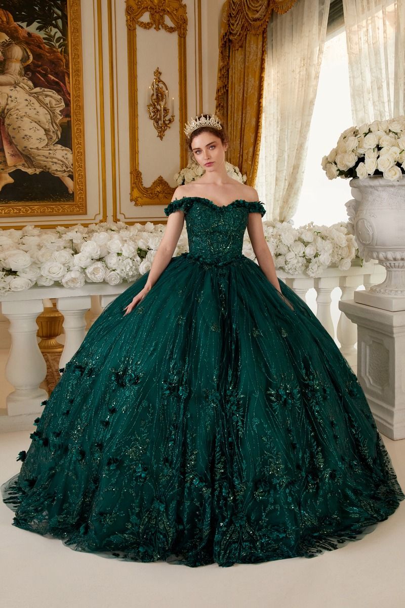 Off The Shoulder Floral Quinceanera Ball Gown By Ladivine 15704
