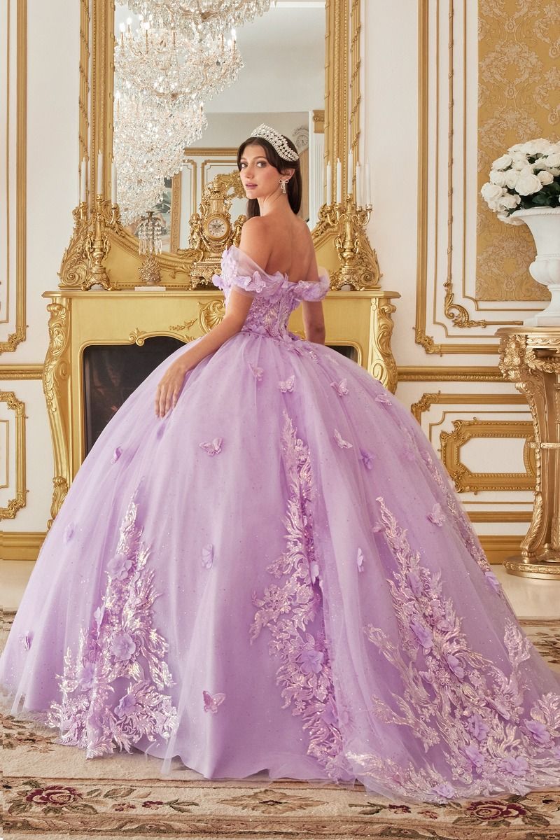 Floral Appliqued Off The Shoulder Quinceanera Ball Gown By Ladivine 15713