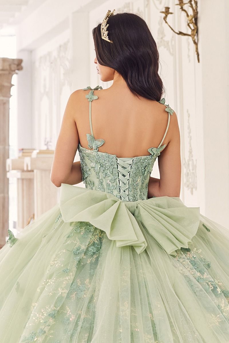 3D Butterfly Applique Sleeveless Quinceanera Gown by Cinderella Divine 15718 3D Butterfly Applique Sleeveless Quinceanera Gown by Cinderella Divine 15718