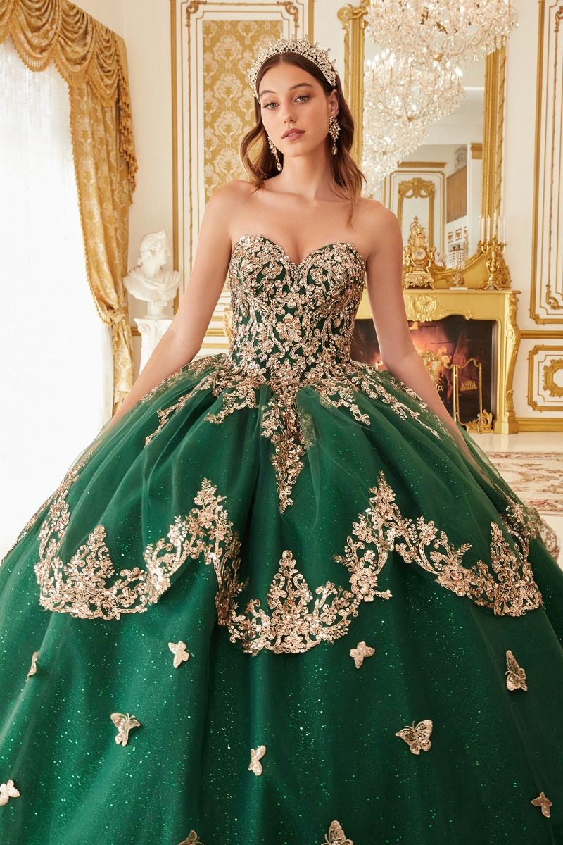 Ladivine 15721 Long Quinceanera Dress Emerald / 3XLarge