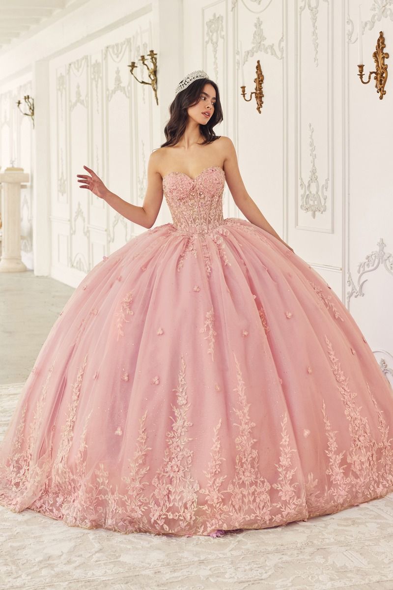 Strapless with Removable Caplet Gown by Cinderella Divine 15723  Quinceanera XS Blush