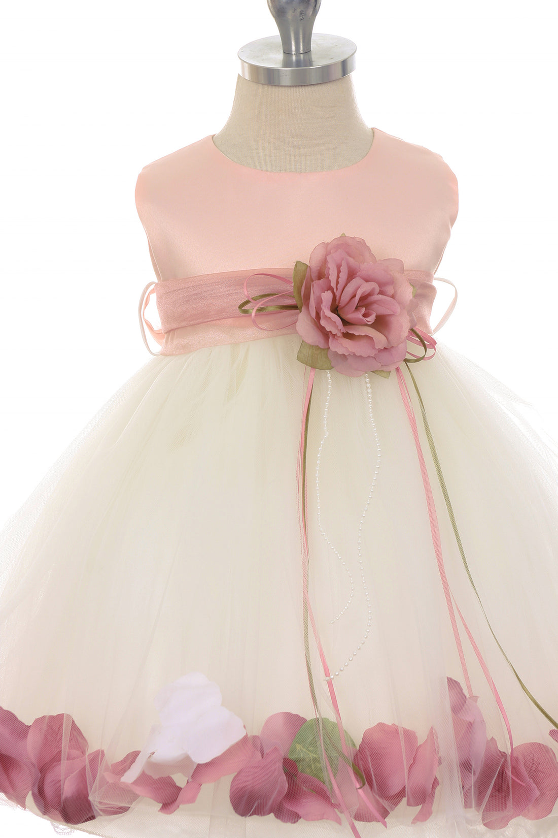Baby Girl Dusty Rose Satin Flower Petal Party Dress- AS195B Kids Dream